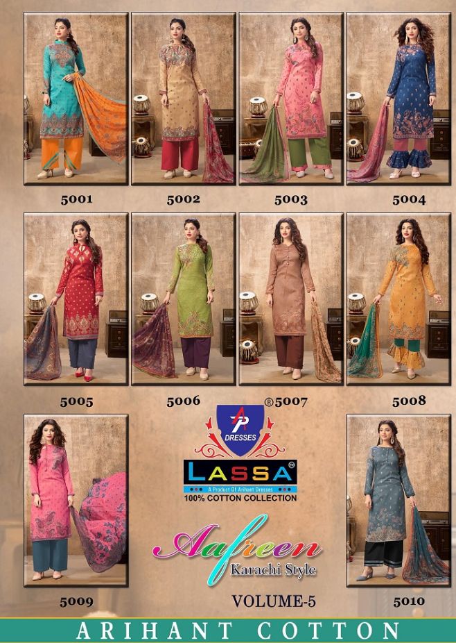 Arihant Lassa Aafreen 5 Casual Wear Karachi Cotton Dress Material